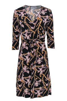 Current Boutique-Joseph Ribkoff - Black Chain Printed Faux Wrap Dress Sz 4 French Girl Chic, Get Glam, Chic Shop, Buy Shoes Online, Joseph Ribkoff, Black Chain, French Girl, Faux Wrap Dress, Touch Up