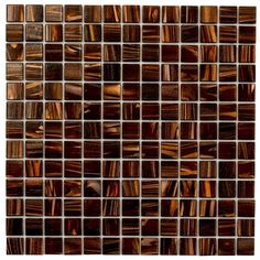 a brown and white mosaic tile wall with lots of different shades of wood in it