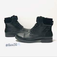 Steve Madden Black Leather W/ Suede Detailing On The Ankle Waxed Laces New Never Worn Size 11 Shoes Steve Madden, Black Leather Boots, Steve Madden Shoes, Steve Madden, Leather Boots, Combat Boots, High Top Sneakers, Men's Shoes, Shoe Boots