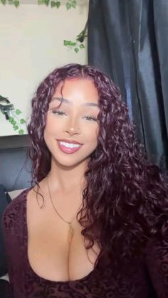 Dark Maroon Curly Hair, Xoxo.barb 🅿️, Curly Maroon Hair, Maroon Hair Color Burgundy, Dark Cherry Red Hair Curly, Dark Maroon Hair Burgundy, Black Cherry Hair Color Curly Hair, Wine Red Hair Curly, Deep Red Curly Hair