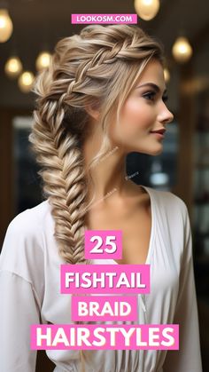 25 Heavenly Fishtail Braid Hairstyles Fishtail Formal Hair, Fancy Fishtail Braid, Fishtail Braid For Wedding, Side Braid For Wedding, Bride Fishtail Braid, Fishtail Bridesmaid Hair, Wedding Braided Hair, Formal Fishtail Braid, Dragon Rider Hairstyles