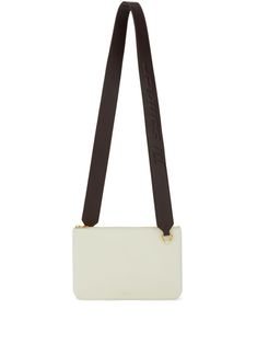 cream white/brown leather smooth grain gold-tone hardware top zip fastening logo-embellished shoulder strap main compartment Lg Logo, Jil Sander Bag, German Fashion, Mens Crosses, Gifts For Brother, White Elephant Gifts, Jil Sander, Lady Dior, White Bag