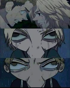 two anime faces with different expressions and the same expression on each one's face