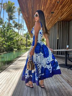 Gianna Luxury Dress Bohemian Summer Dresses, Womens Long Dresses, Sleeveless Skirt, Printed Long Dresses, Full Length Dress, Long Summer Dresses, Floral Blue Dress, Bohemian Dress, Sleeveless Maxi Dress