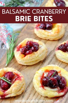 cranberry brie bites on a cutting board