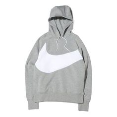 Men's Nike Sportswear Swoosh Tech Fleece Contrasting Colors Large Logo Printing Sports Gray DD8223-063 Functional Fleece Sweatshirt For Sports, Winter Sportswear Sweats, Winter Sportswear Sweats For Gym, Nike Sweats For Winter Sports, Winter Gym Sportswear Sweats, Nike Sweats For Sports In Winter, Nike Cotton Sweats For Sports, Winter Sportswear Sweatshirt With Moisture-wicking, Sporty Winter Sweats For Sports