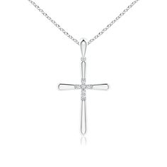 Show your love and commitment to God with this gorgeous fluted cross pendant in platinum. It has a polished finish and displays a slightly tapered design. Glittering diamonds form a cross at the center of the pendant. Commitment To God, A Cross, Cross Pendant, Prong Setting, Cross Necklace, Platinum, Silver Necklace, Diamonds, White Gold