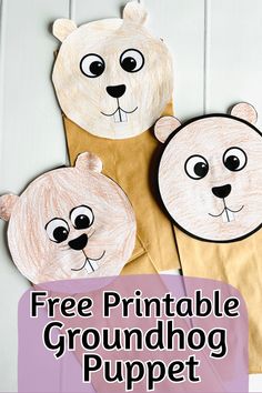 free printable groundhog puppet craft Preschool Groundhog Day Crafts, Groundhog Craft Preschool, Ground Hog Day Crafts Preschool Free, Easy Groundhog Day Crafts For Toddlers, Groundhog Day Crafts For Kids Preschool, Groundhog Day Crafts For Kids Free, Free Groundhog Day Printables