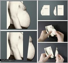 the process of making an origami man's torso