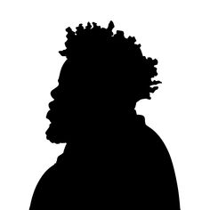 the silhouette of a man with curly hair