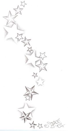 a drawing of five stars on a white background