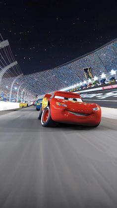 the cars are racing down the track in disney's cars 2 video game, which is currently available for pre - order