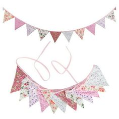 a pink and white bunting banner with the word do on it's side