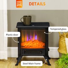 an electric stove with instructions on how to set up the heater in front of it