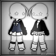 two paper dolls are standing next to each other