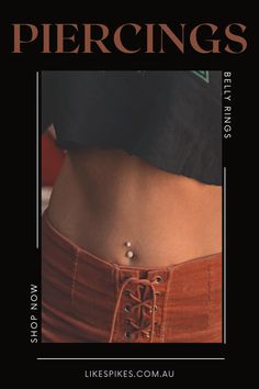 the back of a woman's stomach with an ad for piercings on it