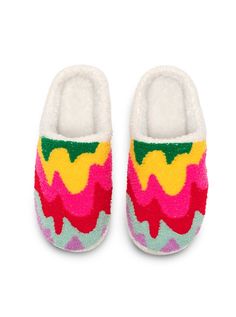 Multi-Colored Wavy Pattern Slippers. Get ready to hit the waves with these funky, wavy patterned slippers! Put a little pep in your step with these playful and colorful slippers that are sure to make a statement! S/M Fits Women’s Size 5-8 M/L Fits Women’s Size 9-12 Indoor / Outdoor Use Machine Washable 100% Polyester w/ Rubber Bottoms Funky Slippers, Future Bedroom, Colorful Slippers, Wavy Pattern, Bedroom Slippers, Fits Women, Womens Slippers, Multi Colored, Indoor Outdoor