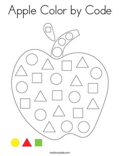 an apple color by code worksheet for kids to learn how to draw and paint