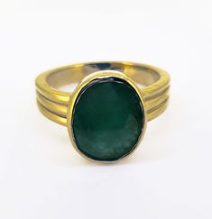 3-10 Ratti Wear Emerald for Happy & Prosperous life. It brings success, wealth & good health to the wearer. Color: Dark Green  Shape/Cut: Oval Shape Finish: Very Good Certification: Lab-Certified (Free Laboratory Report) Description: Certified Emerald * Sterling Silver option is also available for this gemstone ring, please contact us for the same. Benefits: The wearer of the Panna stone can distinctively see an increase in his/her creativity, linguistic skills, and artistic talents. The wearer Gold Emerald Ring With Smooth Bezel As Gift, Gold Emerald Ring With Smooth Bezel For Gift, Panna Stone, Emerald Gem, Jewelry Piercing, Green Rings, Natural Emerald, White Metal, Good Health