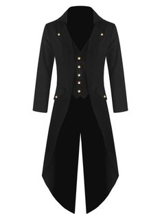 PRICES MAY VARY. Unisex jackect, long sleeve, knee length frock coat, lapel collar, button up, single breasting, swallowtail This jacket will bring a fashionable touch to your look and will definitely suit all styles and seasons. Wear it in summer, spring and autumn. Suitable for cosplay, stage performance, masquerade, dancing party, cosplay party. You can be the focus in the crowds. Color&Size: Black, Purple, Green, Red, different Colors Shows Different Style. Size S, M, L, XL, 2XL 3XL are avai Victorian Jacket, Victorian Coat, Steampunk Jacket, Gothic Coat, Vintage Tuxedo, Gothic Jackets, Cape Fashion, Victorian Costume, Frock Coat