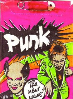 a pink bag with an image of two men in green jackets and one has the words punk on it