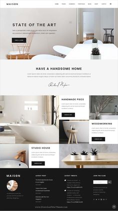 the homepage design is clean and modern, with minimalist elements in black and white