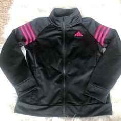 Girls Size 10/12 Adidas Jacket Nwot Pink Fall Sports Outerwear, Pink Sporty Long Sleeve Outerwear, Pink Outerwear For Fall Sports, Winter Sports Track Jacket In Pink, Pink Winter Sports Track Jacket, Pink Winter Track Jacket For Sports, Pink Fitted Track Jacket For Sports, Winter Pink Track Jacket For Sports, Fitted Pink Track Jacket For Sports