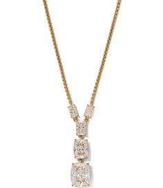 From Nadri&#x2C; this necklace features:Y necklace 18k gold-plated or rhodium-plated brassCZ 10.055ct.Lobster clasp & slider closureApprox. 18" -20" length&#x2C; approx. 1.125" pendant dropImported. Crystal Lighting, Y Necklace, Dillard's, Accessories Jewelry, Lobster Clasp, Northern Lights, 18k Gold, Gold Necklace, Plating