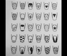 Nails Template, Practice Nail Art, Nail Templates, Beginner Nail Designs