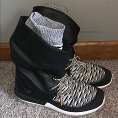 Worn Once! Basically Brand New Dress Them Up Or Down. Comfy And Flexible. Women’s Size 9. Smoke Free Home Pet Friendly Black Sports Boots For Fall, Sporty Black Boots For Fall, Black Boots For Fall Outdoor Activities, Nike Casual Low-top Boots, Athletic Boots, Shoes Nike, New Nike, Wedge Sneaker, Lace Up Boots