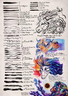 an image of some art work with different types of inks on paper and watercolor