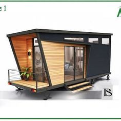 the tiny house is built on wheels and has an open floor plan to allow it to move around