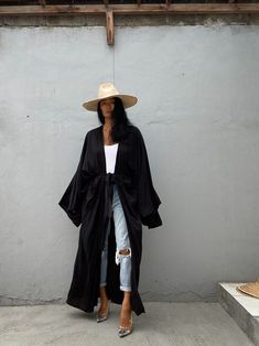 LKB15/Black Oversized length Long Kimono Robe SummerUnisex | Etsy Bestie Hangout, Casual Chique Stijl, Boho Mode, Going To Sleep