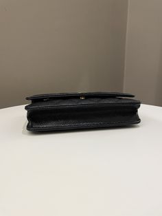 Chanel Classic Quilted Wallet on ChainBlack Caviar GHWSize 18.5 x 12 x 3.5 cmChain drop 60 cmSeries 309.5/10 Excellent (inevitable scratches on hardware, minimal faint interior sign of use otherwise almost like new, clean front and back)Includes dust cover and ity cardRTP 4800 sgdPrice now 3550 sgd 2650 usd CN5753-01 Interior Signs, Quilted Wallet, Gold Ounce, Wallet On Chain, Black Caviar, Dust Cover, Flap Bag, Chanel Classic, Chanel Bag