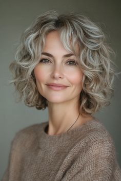 34 Ultra-Chic Short Curly Hairstyles for Women Over 50 in 2024 – CreativeBooster Asymmetrical Bob