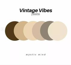 the vintage vibes palette is shown in shades of brown, beige, and white