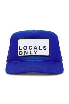 100% polyester.  Made in Myanmar.  Adjustable snapback closure.  Locals Only patch at front.  .  .  .  Brim measures approx 3" in length, OS measures approx 23.55" in circumference.  .  .  .  .  .  .  .  . Blue Friday, Locals Only, Girl Hats, Fundraising Ideas, Merch Ideas, Cozy Pullover, Bach Party, Cute Socks, Khaki Shorts