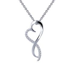 This necklace features a heart-shaped pendant adorned with Lassaire simulated diamonds. The pendant is made of SS/Plat Bonded material and comes with an 18" chain. Perfect for all genders, this necklace adds a touch of elegance to any outfit. Category: Silver Pendants. Collection: Lafonn. Diamond Heart Necklace, Heart Necklace Diamond, Infinity Heart, Gold Gemstone Ring, Dainty Pendant, Yellow Gold Chain, Silver Pendants, Silver Pendant Necklace, Diamond Heart