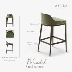 an image of a bar stool with the names and description on it's side