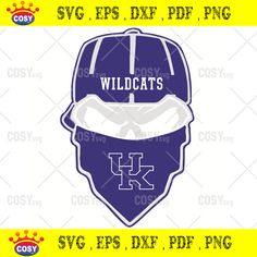 wildcats baseball hat with the word wildcats on it in blue and white, next to a crown