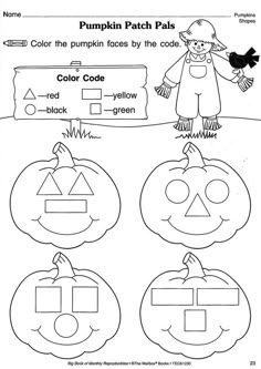 the pumpkin patch pals worksheet for kids to learn how to make their own faces