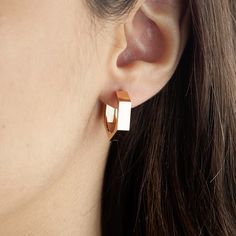 14K Rose Gold Mid Size Hoop Earrings, Faceted Hexagonal Earrings, Dainty Gold Jewelry, 17mm-0.68inc *Free Express International Shipping NEXT BUSINESS DAY SHIPPING! PRODUCT DETAILS *Comes as a pair. *The product is made of 100% 14k Solid Gold and it has a 14K or 585 stamp on item. (We don't sell filled or plated jewelry) *The package includes a gold certificate. *Every package comes in a gift box. *14K gold indicates that the product is produced from 58% pure gold. *Since these earrings are soli Modern Rose Gold Hoop Earrings For Gift, Elegant Octagon Hoop Earrings As Gift, Gold Octagon Hoop Earrings As Gift, Modern Octagon Hoop Earrings As Gift, Elegant Hexagon Hoop Earrings As Gift, Modern Octagon Hoop Earrings For Gift, Gold Double Earrings, Gold Hexagon Earrings For Everyday, Modern Octagon Hoop Earrings