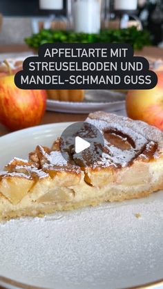 Conny Schöniger on Instagram: "🍎ApfelTarte mit Streuselboden und Mandel-Schmand Guss

🍎 Backofen auf 180 Grad O/U vorheizen
🍎eine Tarteform mit Hebenboden einbuttern

🔖5 kleine Äpfe( etwa 650 g)l schälen, entkernen ,in Spalten schneiden und mit 1 EL Zucker, 1/2 TL Zimt ,1 TL Vanillezucker und 1 TL Zitronensaft anmischen

🔖 Streuselboden
125 g kalte Butter
80 g Zucker
1 TL Vanillezucker
200 g Mehl
1/2 Pack Backpulver ( 7 g)
🍎alles vermischen ( im TM 20 Sek/Stufe 6)
🍎Teig in die Form drücken
🍎Apfelspalten auf den Boden verteilen
🔖 Mandel-Schmand Guss
200 g Schmand
3 Eier Gr M-L
100 g Zucker
1 TL Vanillezucker
50 g gemahlene blanchierte Mandeln
1/2 Fläschchen Bittermandelaroma oder 1 TL Mandelextrakt
🍎alles durchrühren ( im TM 15 Sek/Stufe 3)
🍎Guss über den Äpfeln gießen und im vor