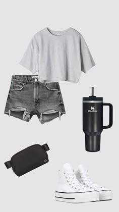 Cute Outfit Ideas With Shorts, Green Blue Outfit, Outfit Ideas With Shorts, Outfit Ideas Shorts, Planned Outfits, Converse Outfits, Cute Nike Outfits, Back To School Fits, Outfit Plan