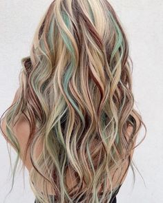 #hair  #hairstyles #haircolorbalayage Creative Hair Color, Blue Highlights, Fishtail Braid, Hair Color And Cut