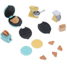 there are some waffles and other items in this toy set