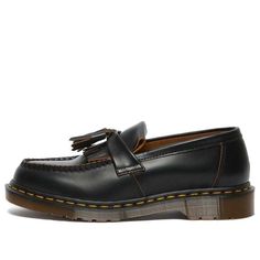 Classic Black Flat Tassel Loafers, Classic Flat Tassel Loafers With Brogue Detailing, Classic Flat Tassel Loafers, Classic Leather Flat Tassel Loafers, Black Leather Tassel Loafers, Martens Loafers, Dr Martens Loafers, Dr Martens Adrian, Dr Martens Men