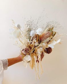 Idlewild Floral Co. White / Cream / Tan Bridesmaid Bouquet Yule Wedding, Dried Wedding Flowers, Small Bridal Bouquets, Campground Wedding, Fall Colours, Bridal Flower Crown, White Bridal Bouquet, Dried Bouquet, Post Box