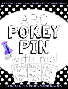 a black and white poster with the words abc pokey pin whine