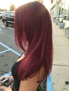 Wine Hair, Cherry Hair, Hair Color Streaks, Hair Streaks, Hair Stylies, Burgundy Hair